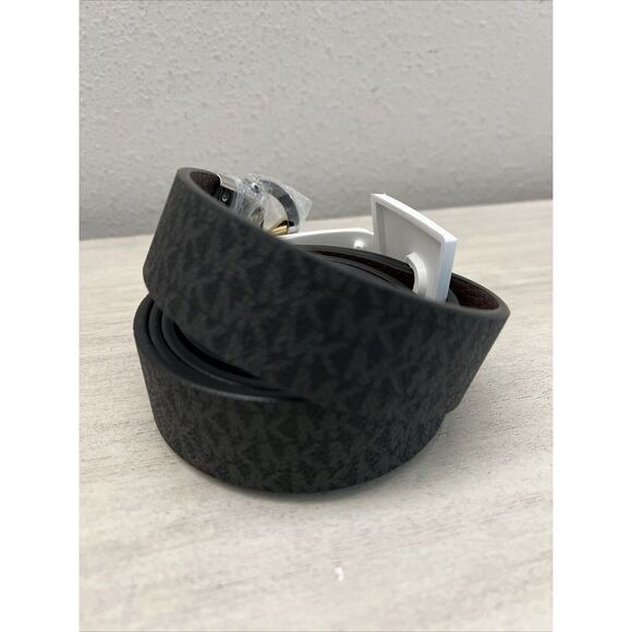 MICHAEL KORS BELT REVERSIBLE BLACK MK LOGO/BROWN 2-Tone MK LOGO BUCKLE STYLE!! - Picture 2 of 15
